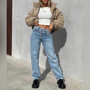 Princess Polly Light Blue Straight Leg Asymmetrical Waist Holly Jean Size 0